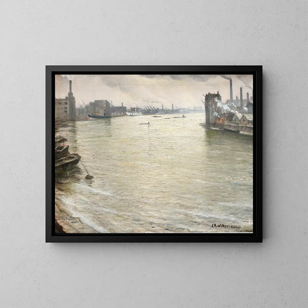Die Tamise Blick Richtung Tower of London - Christopher R W Nevinson — gerahmtes Bild an der Wand