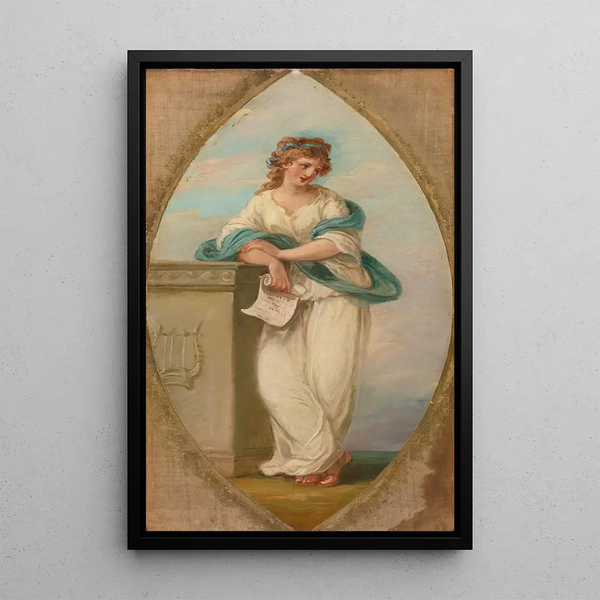 Muse mit einer Pergamentrolle - Kreis von Angelica Kauffmann — gerahmtes Bild an der Wand