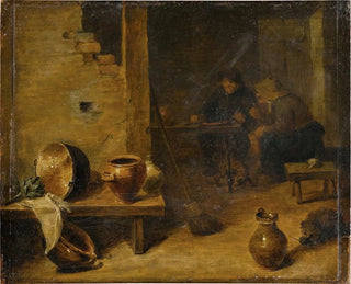 Circle of David Teniers the Younger - Tavern interior with peasants eating in the background.webp