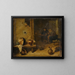 Innentaverlegemälde mit Bauern beim Essen im Hintergrund - Kreis von David Teniers dem Jüngeren — gerahmtes Bild an der Wand