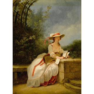 Circle of JeanFrdric Schall - A Lady Seated In a Garden With a Guitar And Music.webp