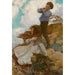 Reproduktion des Gemäldes Zwei Kinder auf einem vom Wind gepeitschten Hügel - Kreis von Jessie Willcox Smith
