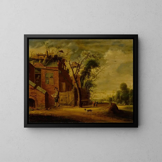 Circle of Joachim Govertsz Camphuysen - Country landscape with a hennetaster before a cottage with dovecote.webp