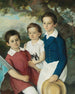 Portrait von drei Kindern mit einem Hasen - Kreis von Joseph Weidner — Ansicht des Kunstwerks