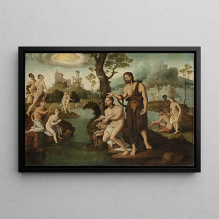 Circle of Maarten van Heemskerck - The baptism of Christ.webp