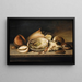Tropisches Muschel-Kunstdruck auf einem Steinsockel, einschließlich einer Muschel, eines Riesenmurex, Porzellan und einer Austernschale - Kreis von Nicolaus Matthes — gerahmtes Bild an der Wand