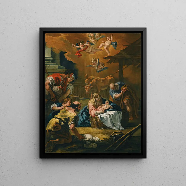 L'Adoration des bergers - Cercle de Sebastiano Ricci — gerahmtes Bild an der Wand