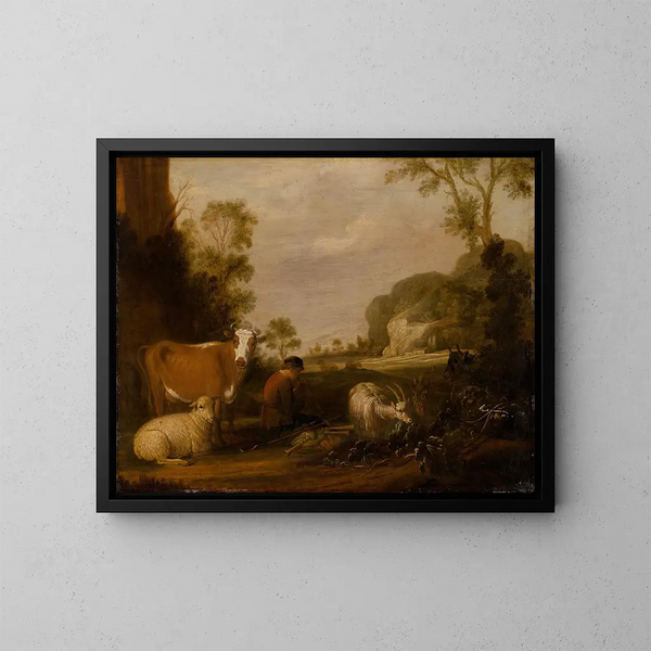 Bergère spielend Musik - Claes Cornelisz Moeyaert — gerahmtes Bild an der Wand