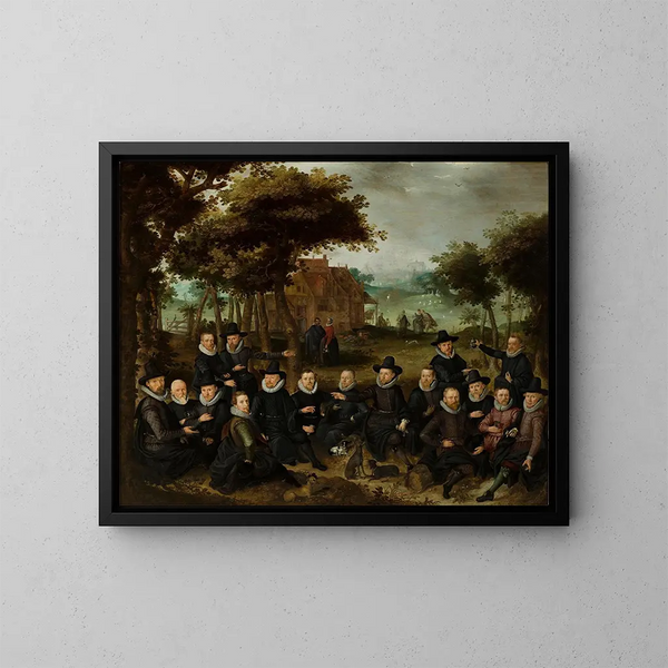 Offiziere der alten Miliz von Alkmaar in einer Landschaft - Claes Jacobsz van der Heck — gerahmtes Bild an der Wand
