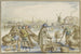 Winterlandschaft mit zahlreichen Schlittschuhläufern im Vordergrund, Fischer ziehen ein Netz aus dem Eis - Claes Janszoon Visscher I — Ansicht des Kunstwerks