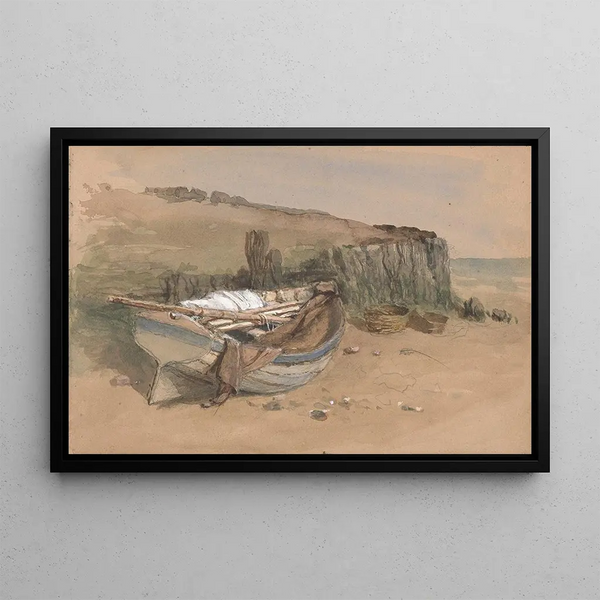 Studie eines gestrandeten Fischerschiffs - Clarkson Stanfield — gerahmtes Bild an der Wand
