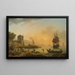 Eine große Ansicht der Küste mit Gebäuden, Schiffen und Figuren - Claude-Joseph Vernet — gerahmtes Bild an der Wand