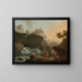 Eine felsige Landschaft mit einem Fischer und Reisenden in der Nähe eines Flusses mit einem Wasserfall und einer Aquädukt in der Ferne - Claude-Joseph Vernet — gerahmtes Bild an der Wand