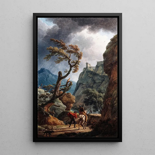 Reproduktion des Gemäldes Soldaten in einer bergigen Schlucht mit einem Sturm - Claude-Joseph Vernet