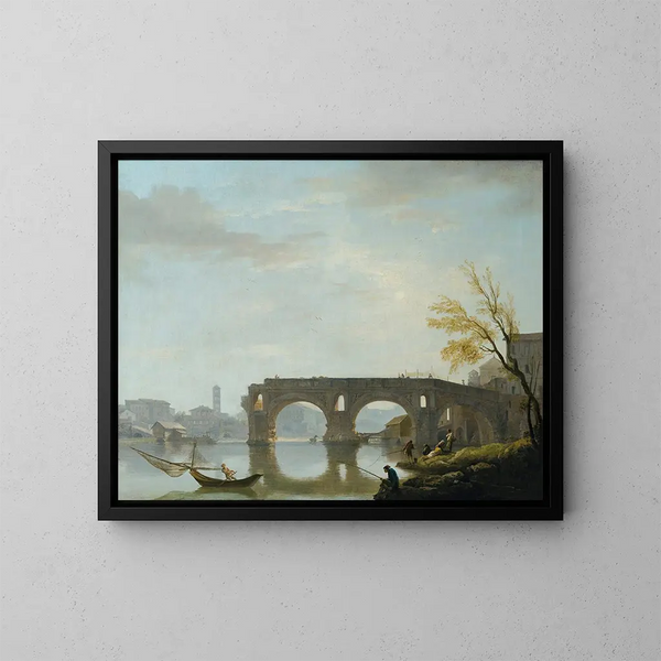 Vue du Ponte Rotto à Rome - Claude-Joseph Vernet — gerahmtes Bild an der Wand