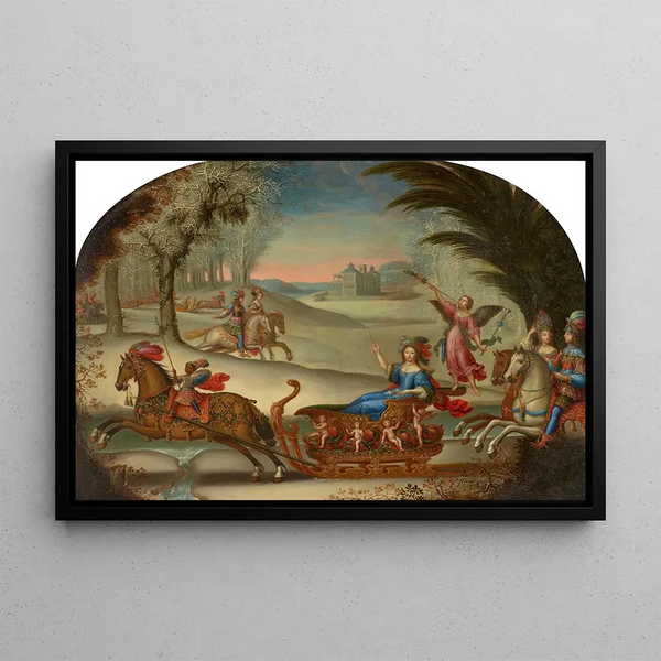 Hochzeits-Schlittenfahrt von Marie de Bailleul - Claude Druet — gerahmtes Bild an der Wand