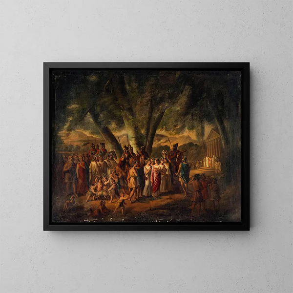 Prozession antik, die sich zu einem Tempel bewegt - Claude Joseph Vernet — gerahmtes Bild an der Wand