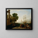 Ein Hafen bei Sonnenuntergang - Claude Lorrain — gerahmtes Bild an der Wand