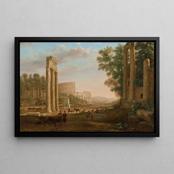 Caprice mit Ruinen des Römischen Forums - Claude Lorrain — gerahmtes Bild an der Wand