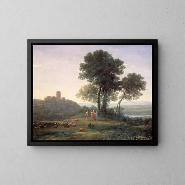 Jacob mit Laban und seinen Töchtern - Claude Lorrain — gerahmtes Bild an der Wand