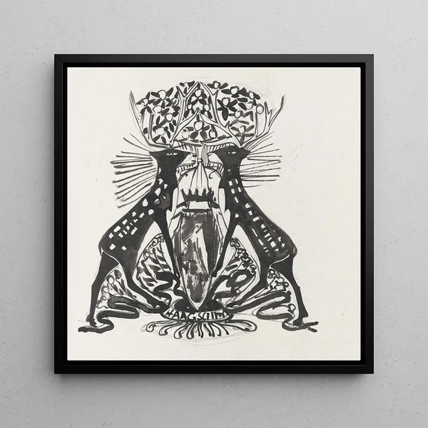 Conception décorative avec deux cerfs debout - Carel Adolph Lion Cachet