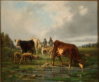 Bétail am Wasserloch - Constant Troyon — Ansicht des Kunstwerks