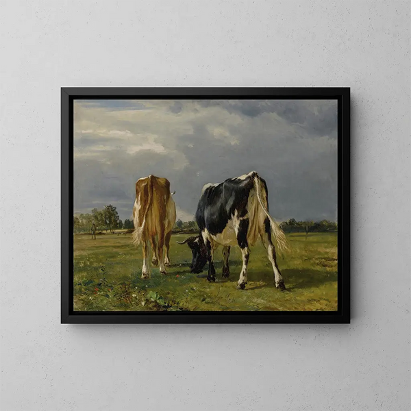 Kühe auf einer Wiese - Constant Troyon — gerahmtes Bild an der Wand