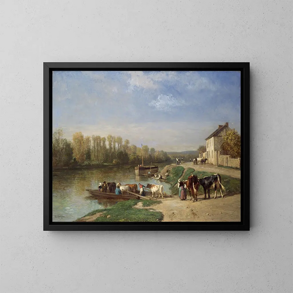 La Traversée en ferry - Constant Troyon — gerahmtes Bild an der Wand