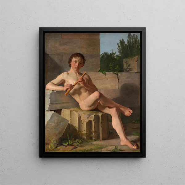 Ein Modell, das Flöte spielt - Constantin Hansen — gerahmtes Bild an der Wand