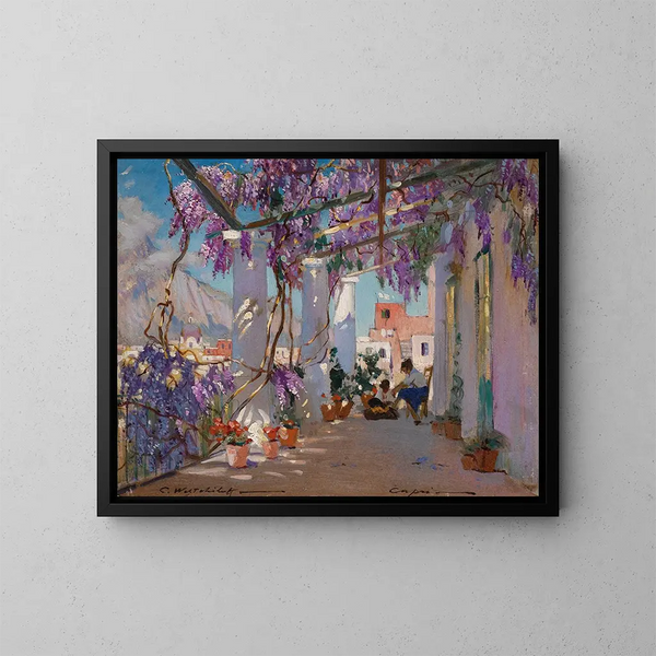 Veranda in Capri - Constantin Westchiloff — gerahmtes Bild an der Wand