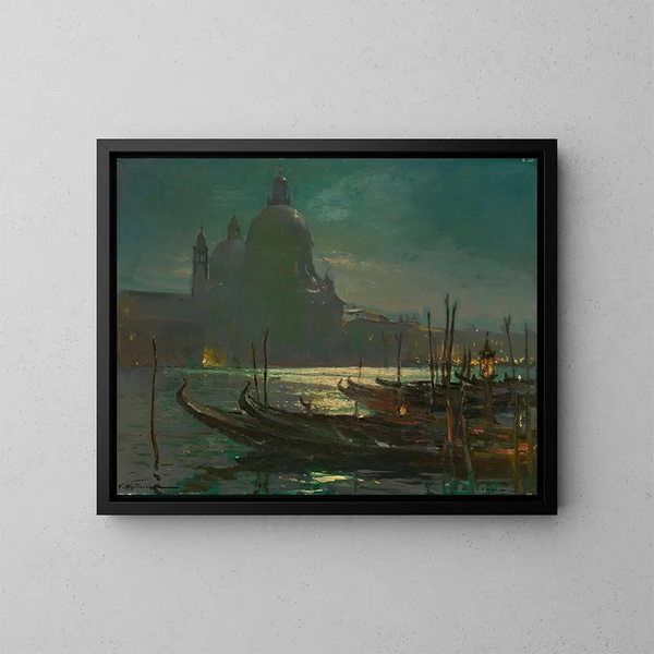 Ansicht von Santa Maria della Salute bei Nacht - Constantin Westchiloff — gerahmtes Bild an der Wand