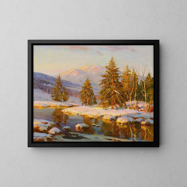 Wintersonnenuntergang - Constantin Westchiloff — gerahmtes Bild an der Wand