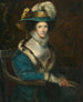 Portrait einer Frau in einer blauen Samtjacke mit Hermelinbesatz - Kontinentale Schule — Ansicht des Kunstwerks