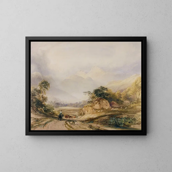 Les Pikes de Langdale - Copley Fielding — gerahmtes Bild an der Wand