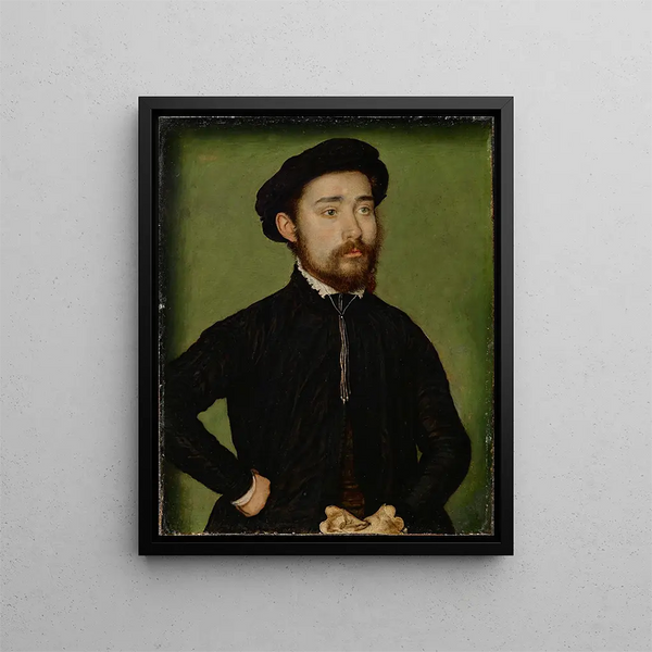 Portrait eines Mannes mit einem Handschuh - Corneille de Lyon — gerahmtes Bild an der Wand