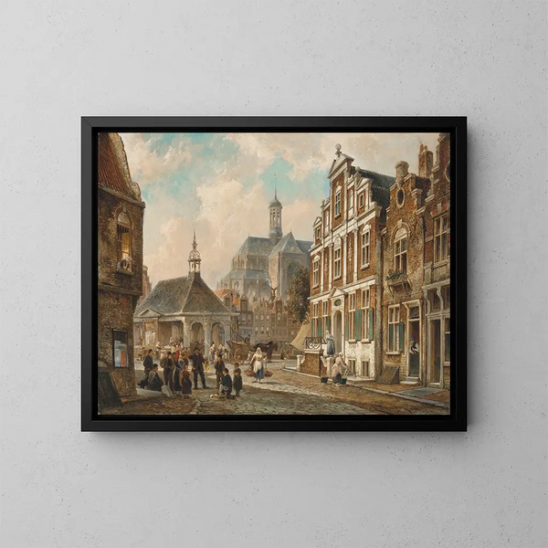 Der Fischmarkt in Groningen - Cornelis Christiaan Dommelshuizen — gerahmtes Bild an der Wand