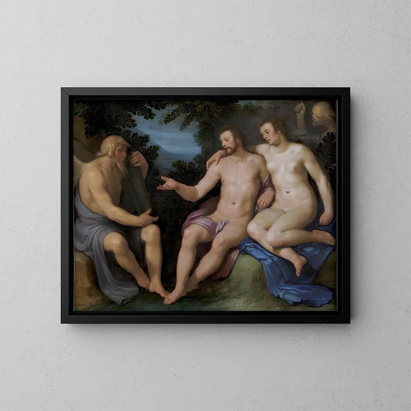 Allegorie über die Kürze des Lebens - Cornelis Cornelisz van Haarlem — gerahmtes Bild an der Wand