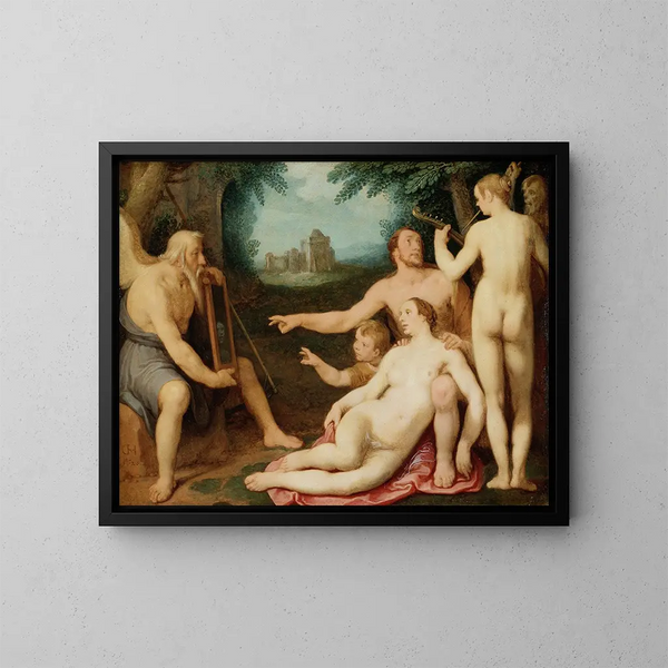 Der Spiegel der Zeit - Cornelis Cornelisz van Haarlem — gerahmtes Bild an der Wand
