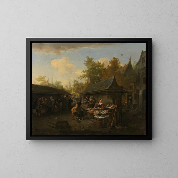 Fischmarkt - Cornelis Dusart — gerahmtes Bild an der Wand