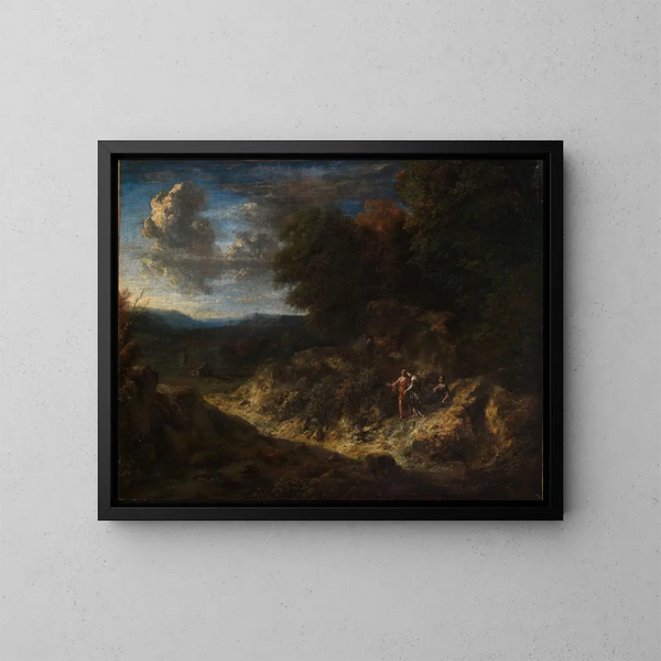 Waldkante mit Hirten - Cornelis Huysmans — gerahmtes Bild an der Wand