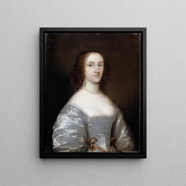 Portrait einer Dame in Weiß - Cornelis Jonson van Ceulen — gerahmtes Bild an der Wand
