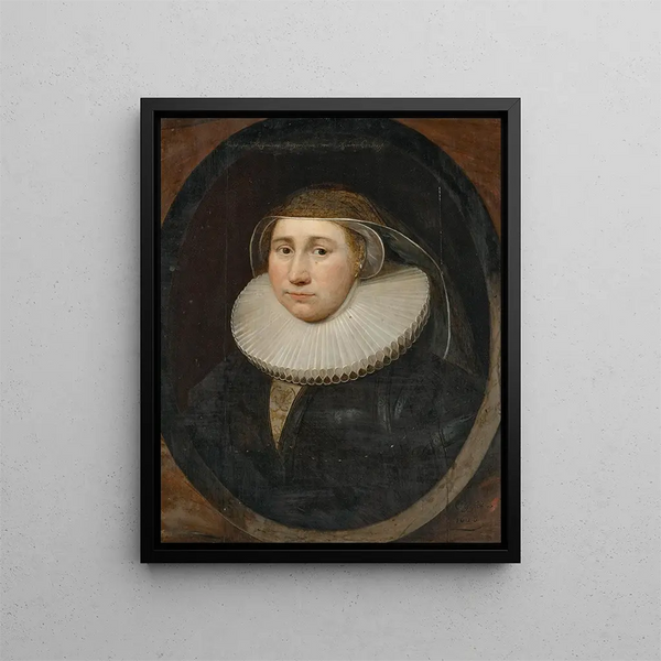 Portrait einer Dame, traditionell als Cornelia Huysmans identifiziert - Cornelis Jonson van Ceulen — gerahmtes Bild an der Wand