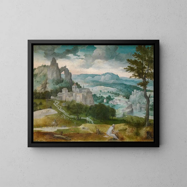 Landschaft mit heiligem Hieronymus - Cornelis Massijs — gerahmtes Bild an der Wand