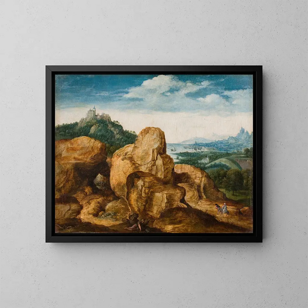 Landschaft mit der Flucht nach Ägypten - Cornelis Massijs — gerahmtes Bild an der Wand