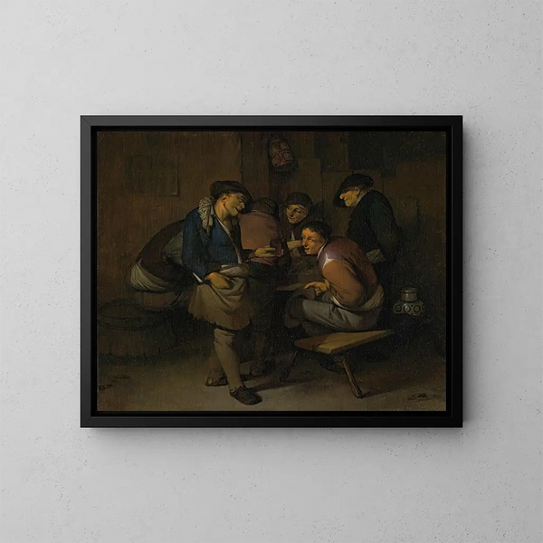 Sechs Bauern in einem Interieur - Cornelis Pietersz Bega — gerahmtes Bild an der Wand