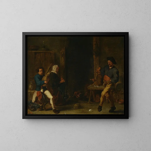 Szene in einer Taverne - Cornelis Saftleven — gerahmtes Bild an der Wand