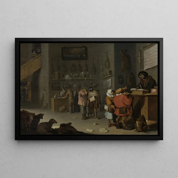 Gemälde, das eine Kuh verfolgt - Cornelis Saftleven — gerahmtes Bild an der Wand