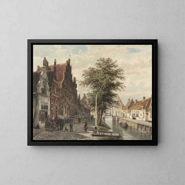 Blick auf den Kanal in Hasselt - Cornelis Springer — gerahmtes Bild an der Wand