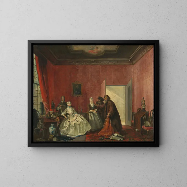 Johanna und die jüdischen Händler - Cornelis Troost — gerahmtes Bild an der Wand