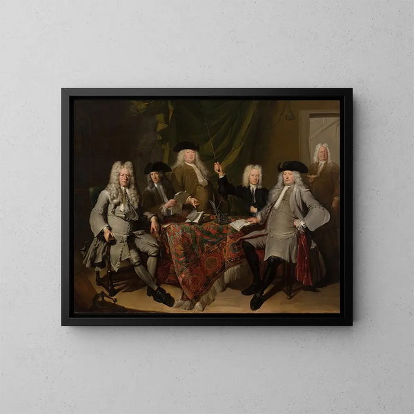 Die Inspektoren des Collegium Medicum - Cornelis Troost — gerahmtes Bild an der Wand